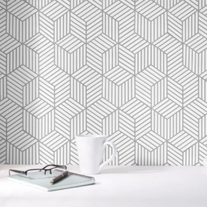 Self Adhesive Wallpaper - White and Silver - 0.45 by 10 Meters