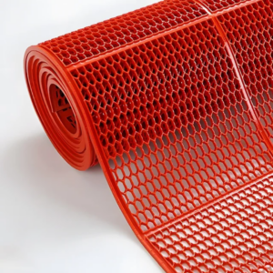 PVC Anti Slip Drainage Mat - Red - 1.2m wide