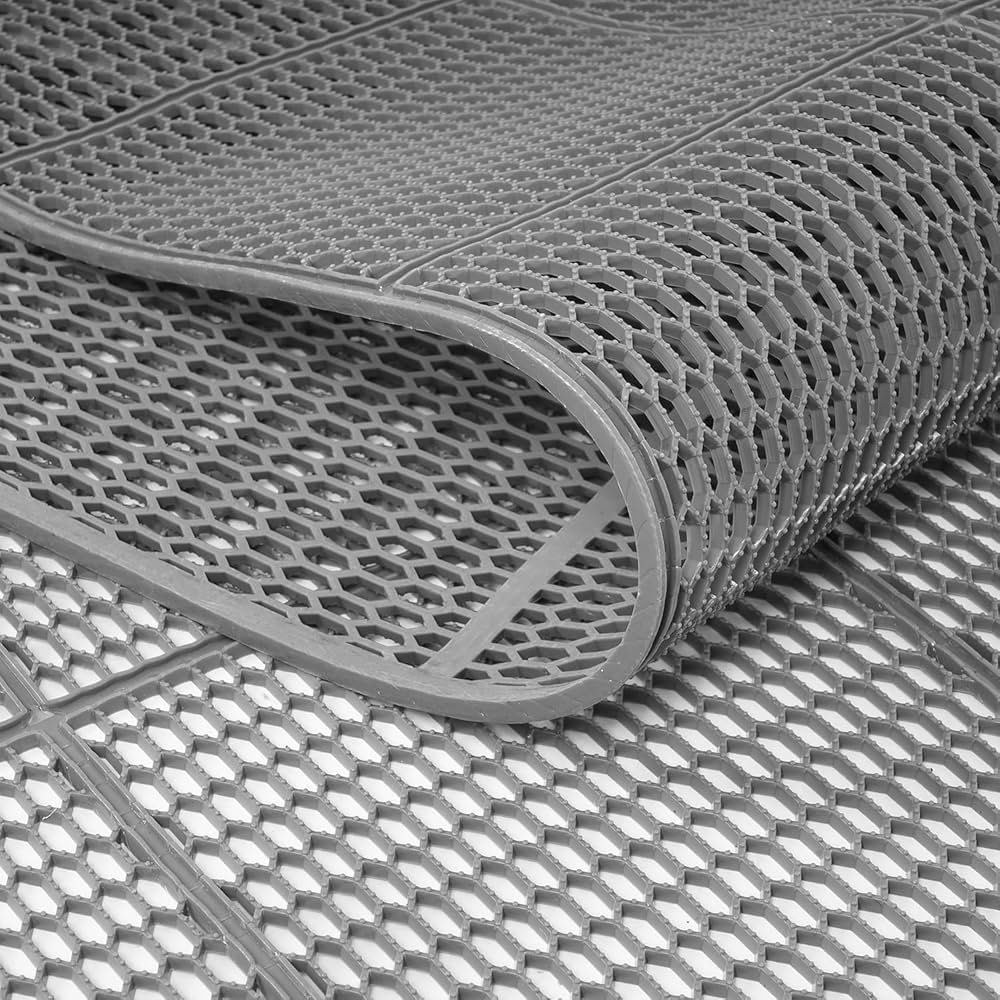 PVC Anti Slip Perforated Mat Grey - 1.2m wide - Image 3