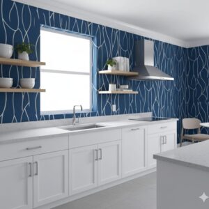 Wallpaper - Blue Geometric Lines - 0.53m by 10m