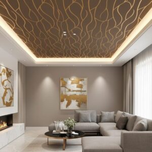 Wallpaper - Brown Geometric Lines - 0.53 by 10 Meters