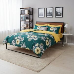 Duvet Cover - Cotton Floral Green - 5 by 6/6 by 6