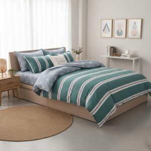 Duvet Cover - Green Striped - 5 by 6/6 by 6