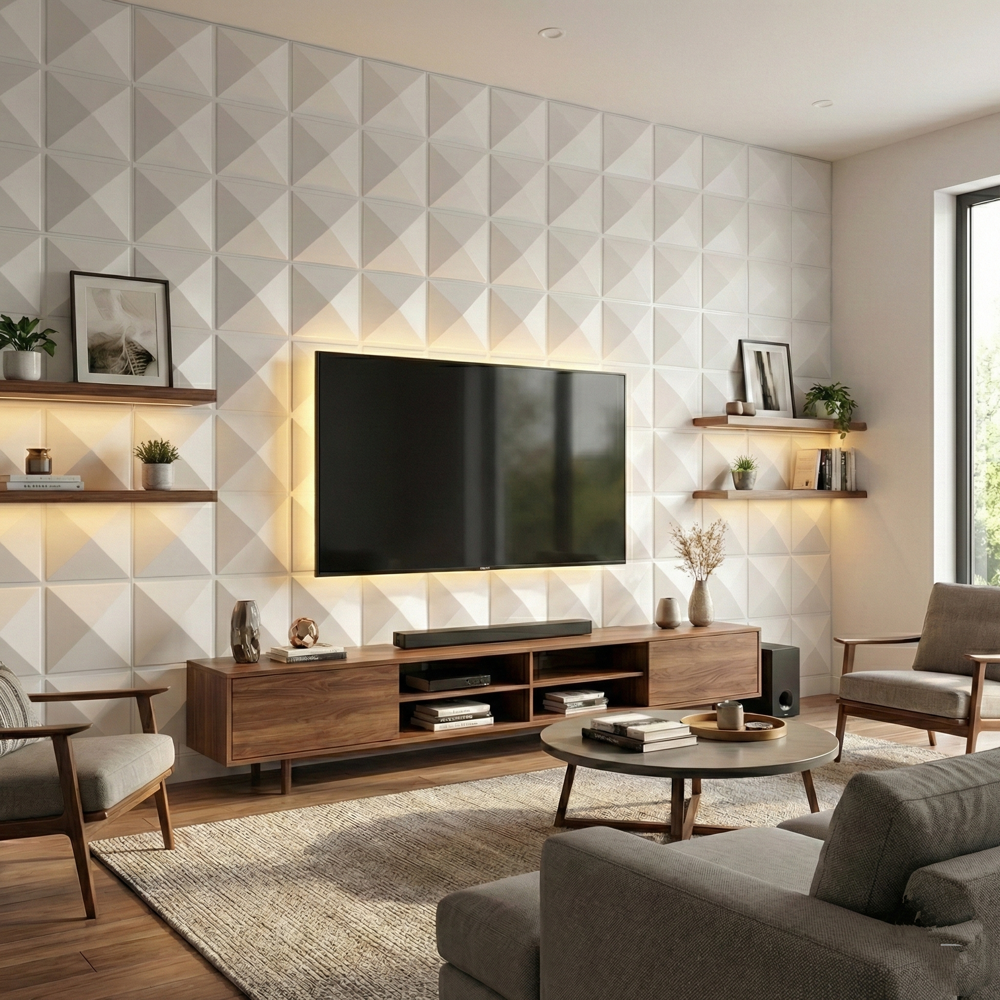 3D wall Panels - Boxed Triangle Pattern - 50 by 50 cm - Image 3