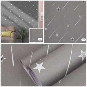 Self Adhesive Wallpaper - Grey Star - 0.43 by 10 Meters