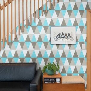 Self Adhesive Wallpaper - Blue Triangle - 0.45 by 10 Meters